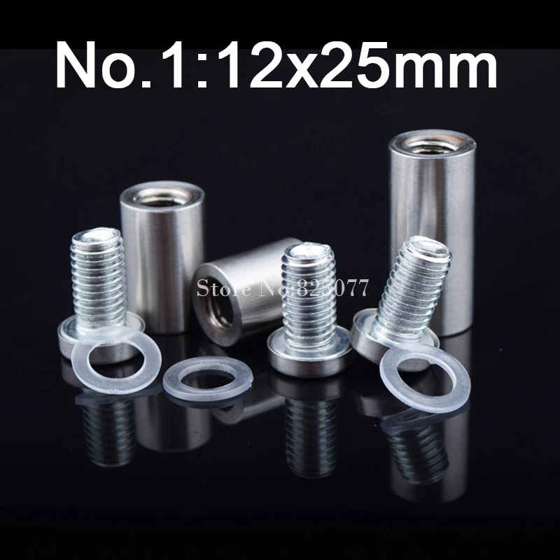 

400PCS 12x25mm Stainless Steel Glass Fasteners Acrylic Advertisement Hollow Standoffs Pin Nails Billboard Fixing Screws FK833