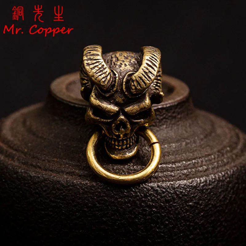 Punk Brass Goat Horn Skull Screwback Buckle DIY Leather Belt Bag Wallet Chain Button Rivet Connector Decor Hardware Accessories