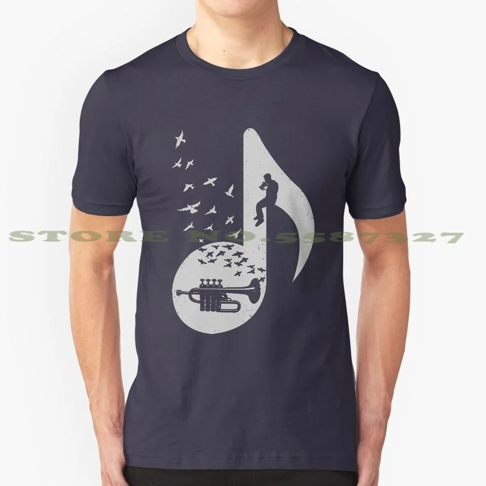 Musical Note - Piccolo Trumpet 100% Cotton T-Shirt Musical Note Piccolo Trumpet Music Lovers Music Theme Music Notes Music