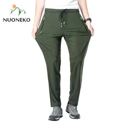 NUONEKO Breathable Hiking Pants Men Summer Stretch Quick Dry Outdoor Male Mountain Climbing Fishing Trekking Tourism Trousers