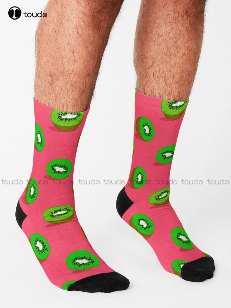 Kiwifruit Kiwi Food Pattern Plant Tropics Flora Socks Men'S Socks Personalized Custom Unisex Adult Teen Youth Socks Fashion New