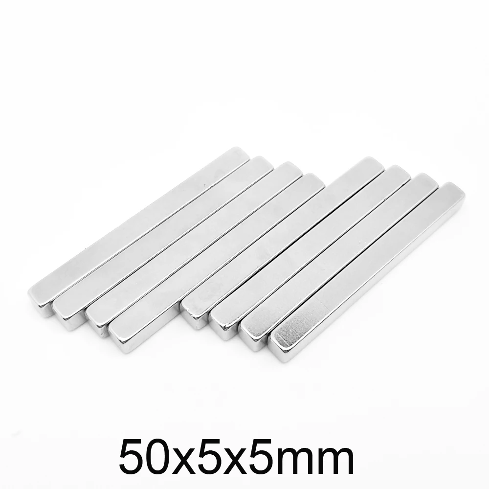 2~50PCS 50x5x5 Block Rare Earth Magnet N35 Rectangular Search Magnet Strong 50x5x5mm Permanent  NdFeB Magnet 50*5*5