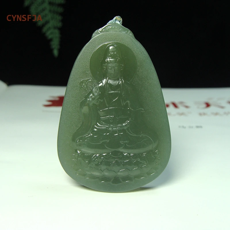 CYNSFJA New Real Rare Certified Natural Hetian Jade Nephrite Men's Lucky Guanyin Jade Pendant Green High Quality Birthday Gifts