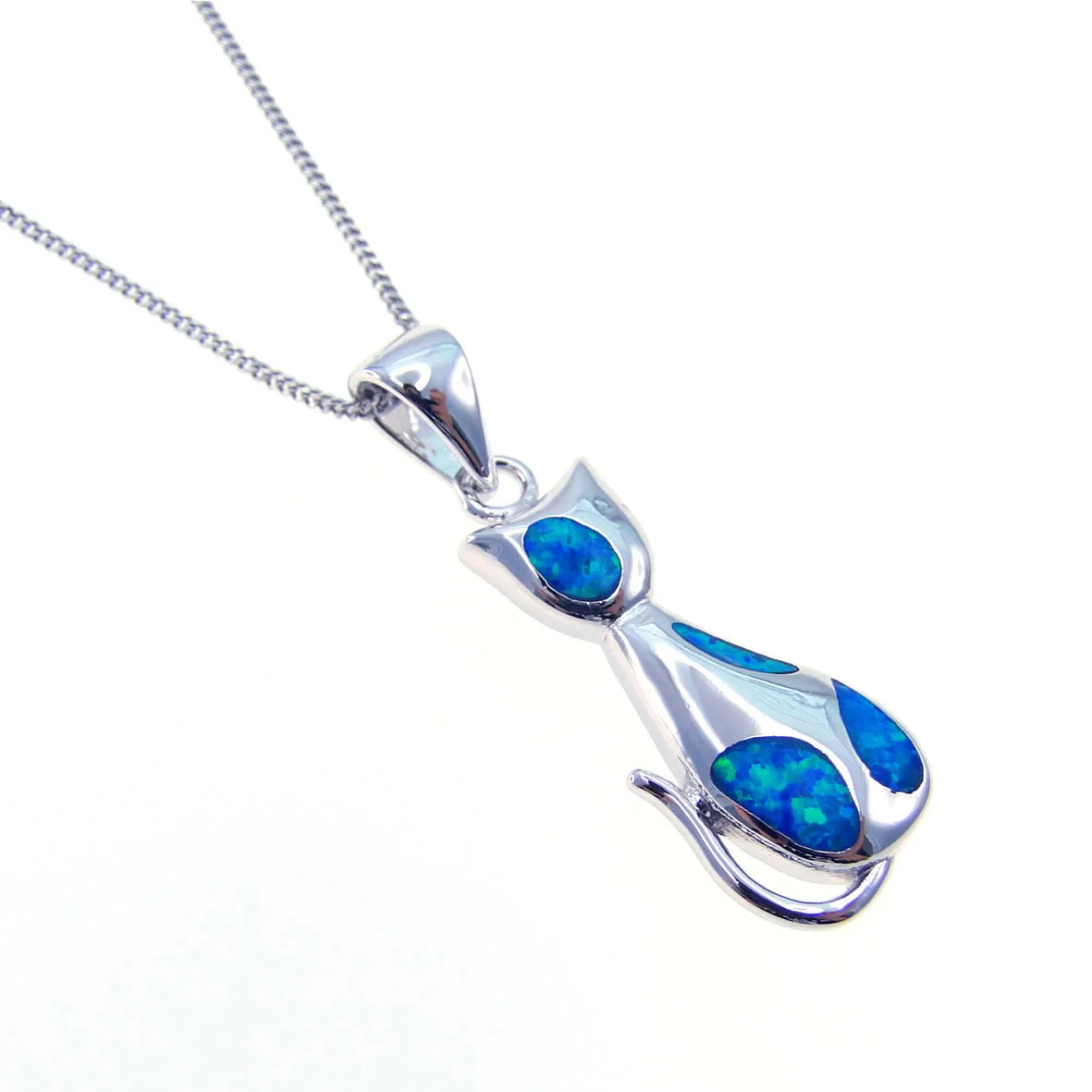 Blue Opal Stone Pendant Pretty Pendant For Female Wedding Silver Plated Pendant