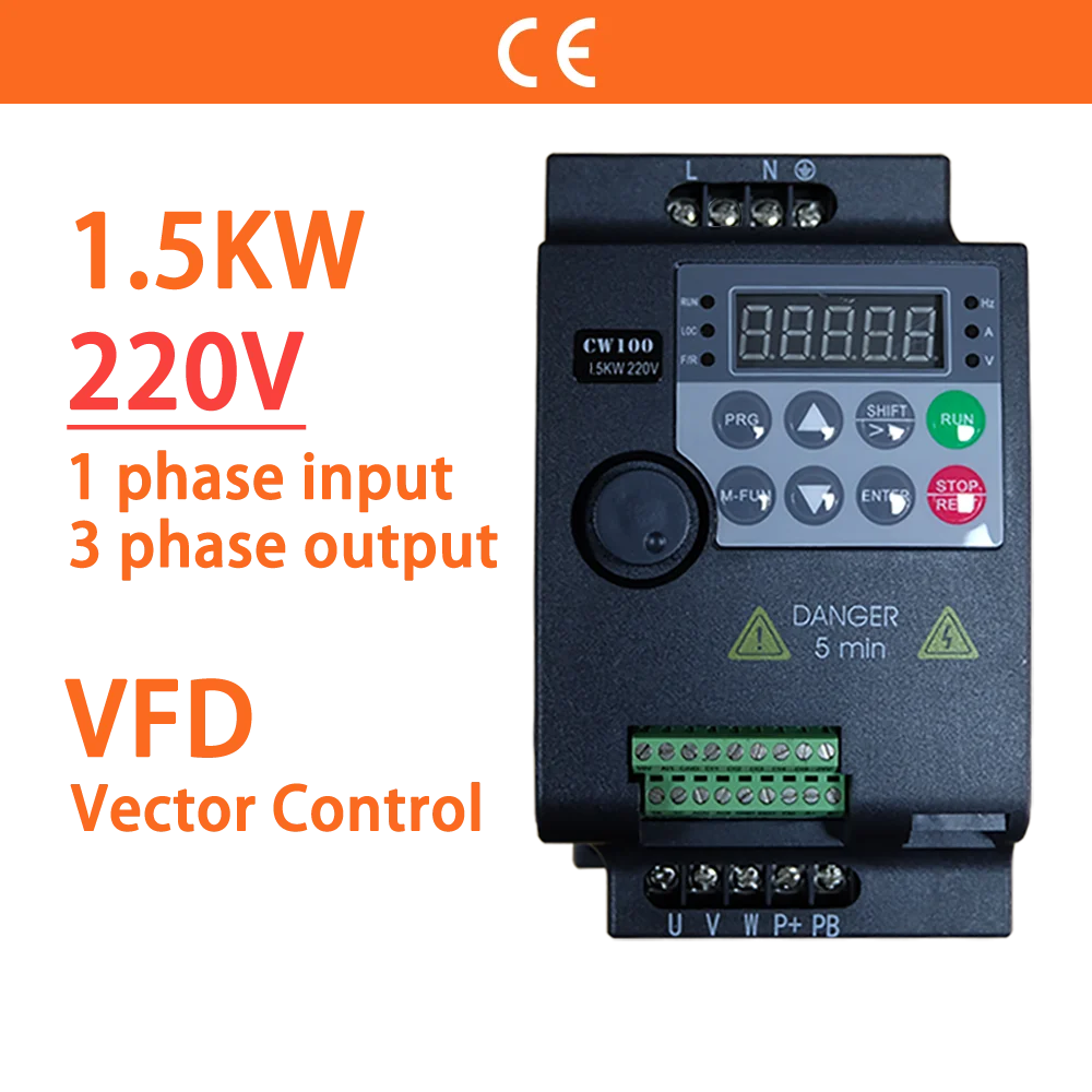 Conversor de Frequência Variável para o Inversor do Controle de Velocidade do Motor Entrada Phase Saída ph 2hp Mini Vfd 1.5kw 220v Econômico