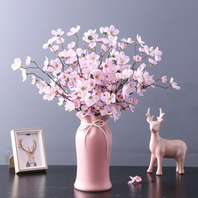 6 Fork Peach Blossom Imitation Peach Blossom Chinese Furniture Wedding Decoration Fake Flower Bundle Peach Blossom Silk Flower