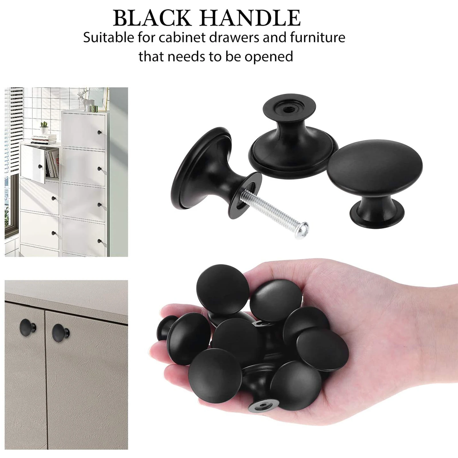 12pcs Black Single Hole Single Grain Small Handle Cabinet Door Handle for Shower Room Toilet Cabinet Kitchen Home Accessories