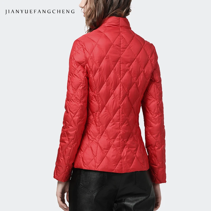 Fashion Women 2020 Winter Down Jacket Red Slim Beaded Short Duck Down Coat Warm Thickened Lightly Top Korean Casual Down Jackets