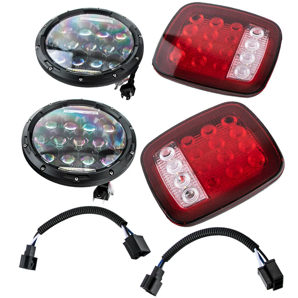 4X For Jeep Wrangler TJ 1997 1998 1999 2000 2001 2002 2003 2004 2005 2006  LED Headlights High Low DRL Beam+Tail Lights Kit