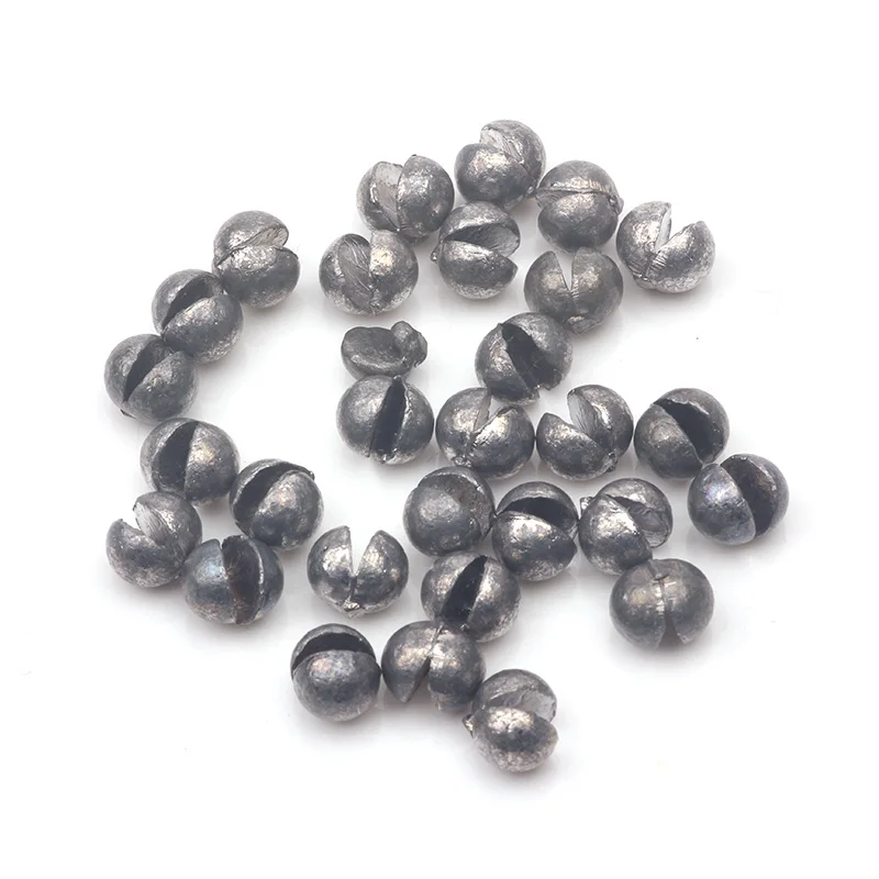 50pcs/lot Open Bite Lead Set Lead Sinking Split Shots Fishing Sinkers Drop Biting Round Plumb Bob Auxiliary Fishing Accessories