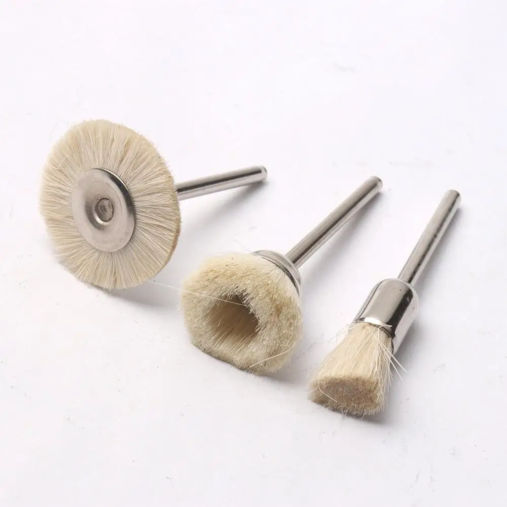 3pcs Wool Wheels Abrasive Brush set 3 Types 3mm Shank Buffing Polishing Dremel Rotary Tool Accessories