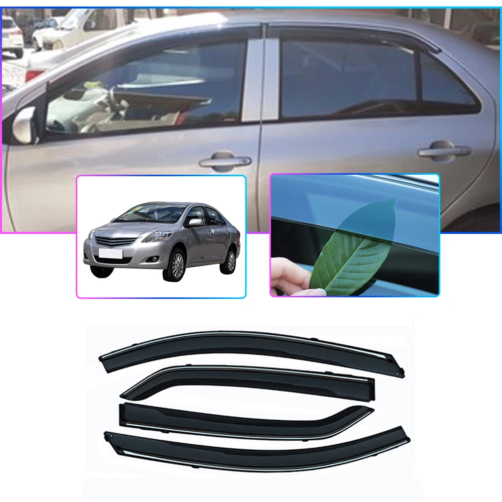 

For Toyota Vios XP150 Car window visors For Toyota Vios belta sedan XP90 Sun Rain Guard Wind Deflectors 4PCs