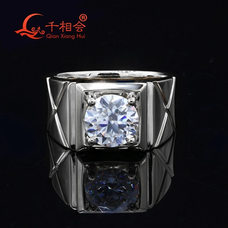 10k 14k 18k white gold Platinum PT950 CVD F I2 2CT lab diamond High Quality  Men  Ring Luxury Style