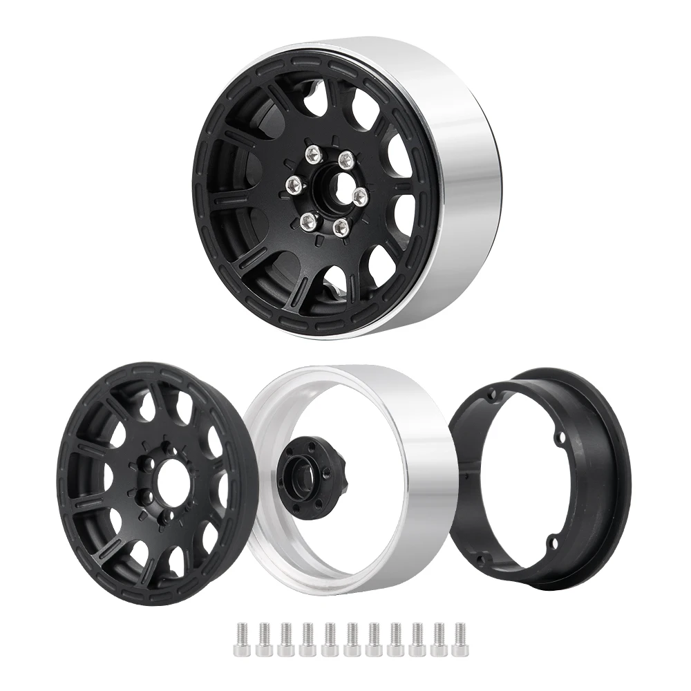 AXSPEED 1/4pcs 1.9 inch Alloy Metal Beadlock Wheel Rims for 1/10 Scale AXIAL SCX10 D90 CC01 RC Crawler Car Upgrade Parts