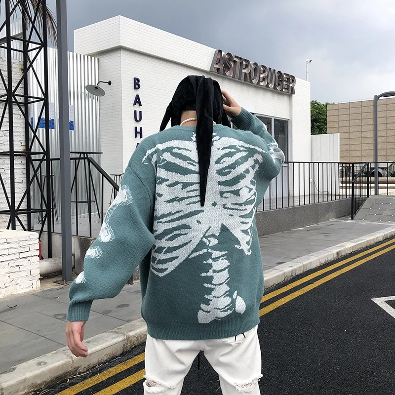 

Women Sweater oversize Winter Harajuku Skeleton Graphics Knitting korean fashion Y2K Ladies sweater Pullover punk Grunge clothes