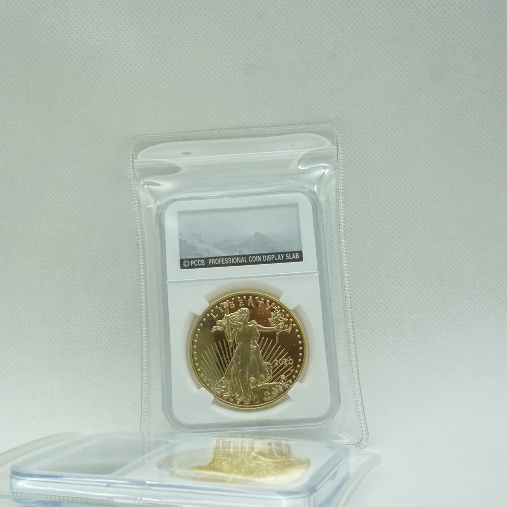 NON Magnetic Gold plated American Coin Statue of Liberty Eagle CoinCollection PCCB Case