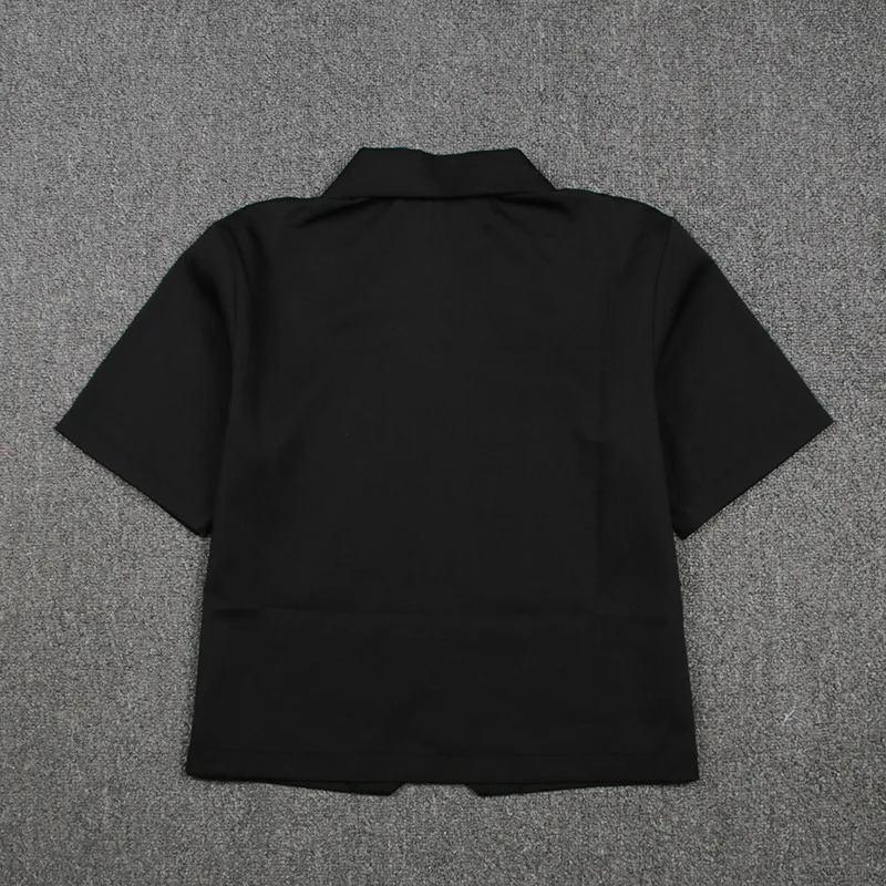 Japanischen Schule Kleid Tops Grundlegende JK Uniform Wies Kragen Vorne Halb Falten Hemd Weiß Schwarz Kurzarm Mädchen Student Shirt