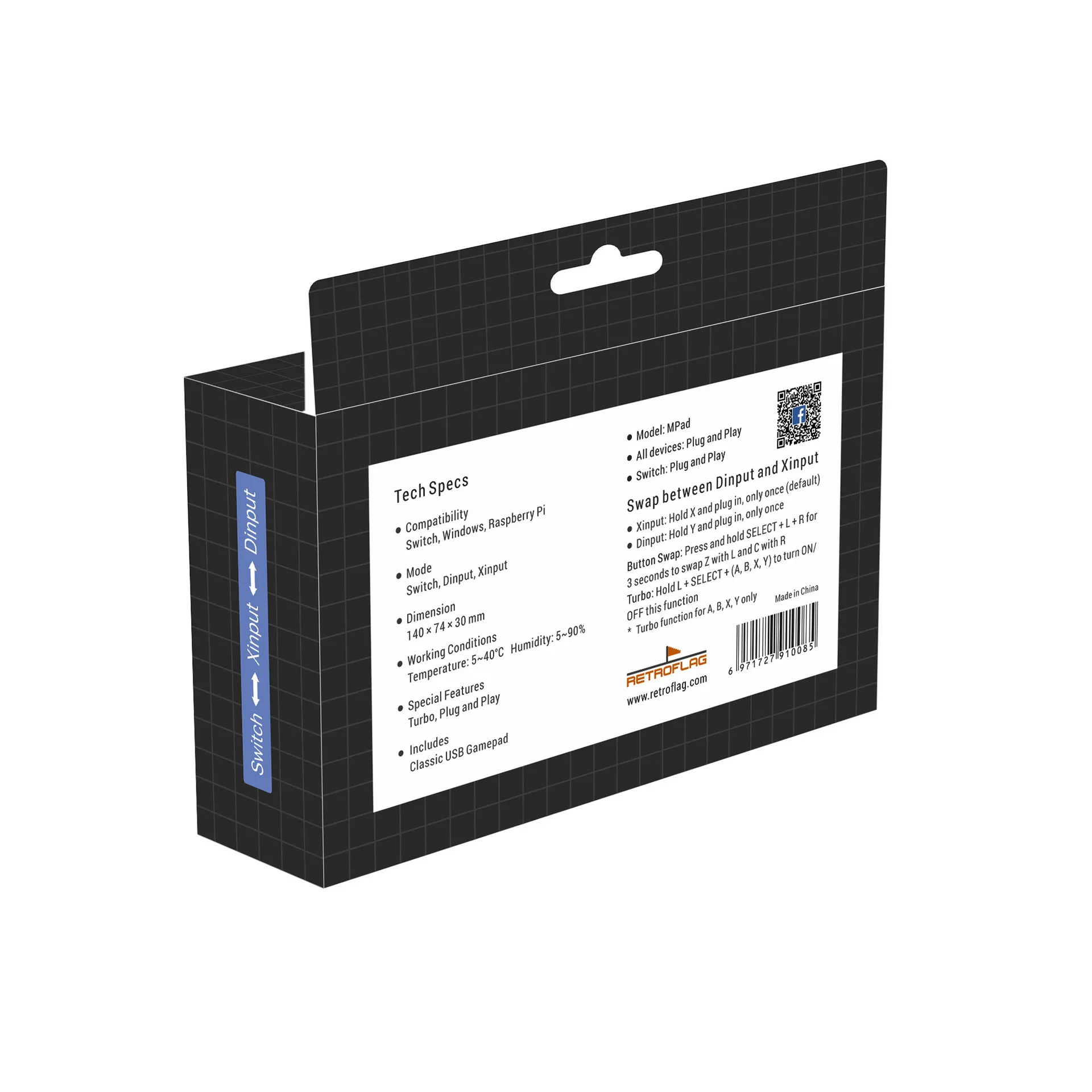 Retroflag MEGAPi Dành Cho Raspberry Pi 3 B + (B Plus) 2 Và Cổ Điển USB Bộ Điều Khiển Có Dây Dành Cho Raspberry Pi Windows Công Tắc