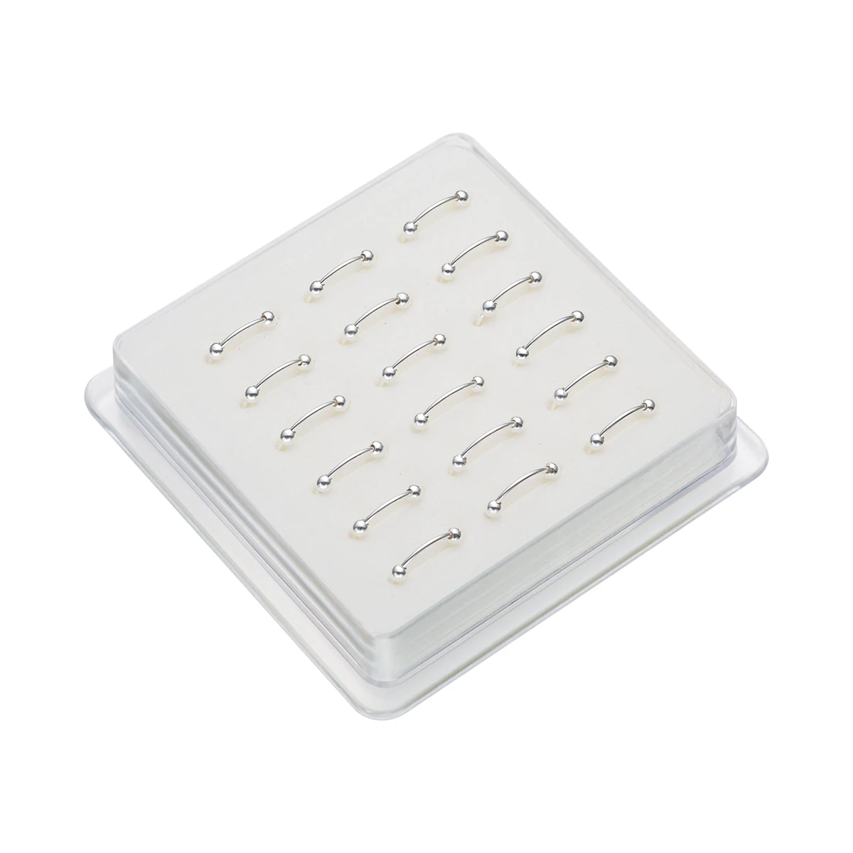 18Pcs/Box 925 Silver Double Ball Adjustable Thin Nose Hoop Ring Tragus Cartilage Body Piercing Jewelry