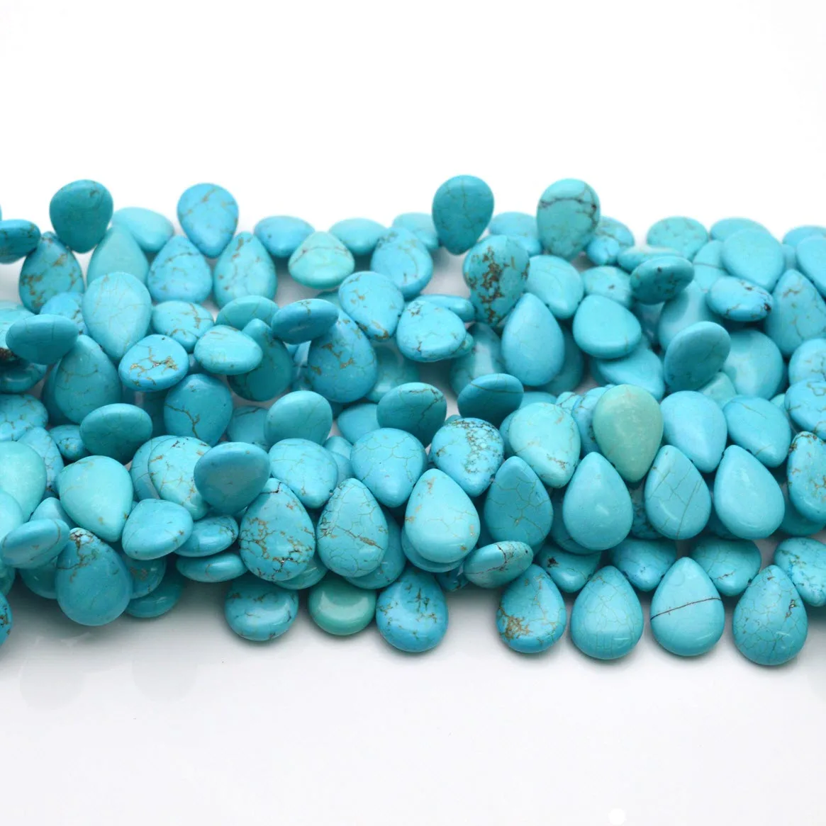 Natural Stone Loose Turquoise Beads Tear Shape Cross Hole Waterdrop Bead For DIY Jewelry Making Bracelet Accessories Strands