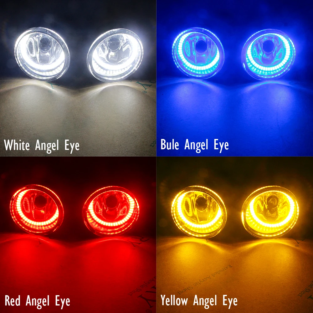 2 X Car Fog Light Assembly Lampshade + H11 Bulb Angel Eye Fog Daytime Running Lamp DRL For Toyota Kluger GSU 40 Series 2007-2010