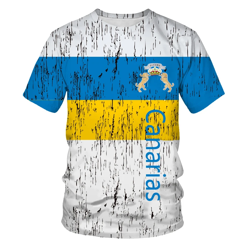 Summer Spanish Flag Jerseys Men Shirts Swedish Letter 3D Printing Men\'s T-shirt Breathable Streetwear Casual Clothing S-6XL