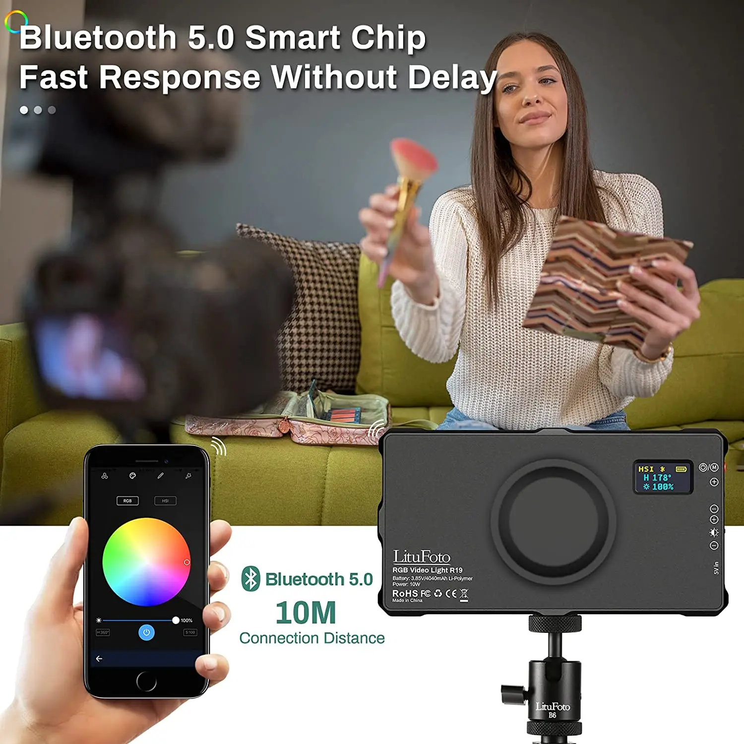 

Camera Light RGB Video Light App Control Magnetic Adsorption Photography Light 145 Pcs LED Portable Light Ra96+ 360° Full Color