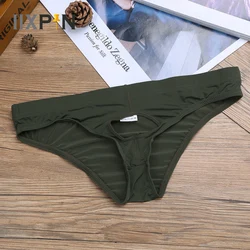 Penis Pouch Hole Hollow Out Briefs Men Sexy Lingerie Mens Silk Underwear Briefs Gay Open Front Pouch Panties Tanga Underpants