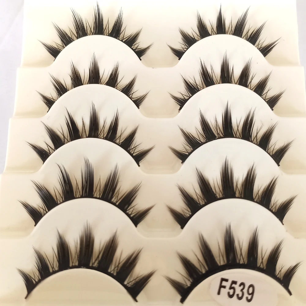 5pair Tapered Exaggerated False Eyelashes High Quality Fiber Crisscross Natural Fake Eyelashes Studio Art Makeup Thick Eyelashes