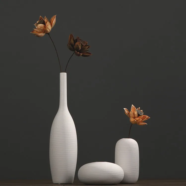 

Northern European-Style White Ceramic Vase Set Decoration Modern Minimalist Flower Container Living Room Home Decoration