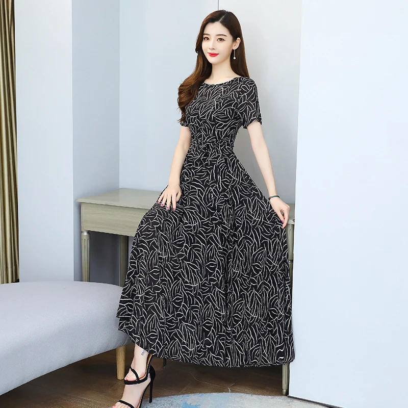 Đầm Đen Cổ Midi Sundress Mùa Hè Nữ Ôm Body Dự Tiệc Tối Vestidos 2022 Voan Trắng Boho Đi Biển Đầm Maxi