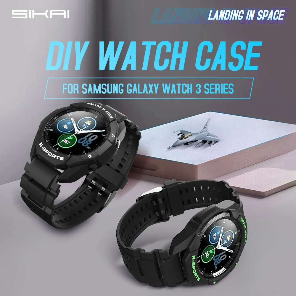 SIKAI 2021 Case For Samsung Galaxy Watch 3 45mm TPU Shell Protector Cover Band Strap Bracelet Charger for Galaxy Watch3 45mm