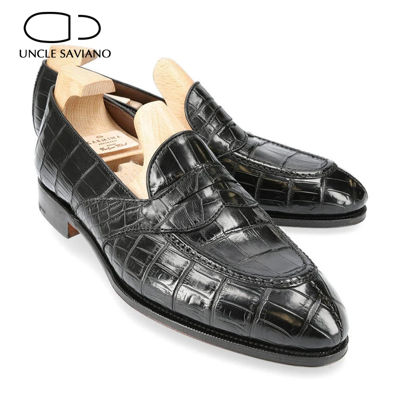 

Uncle Saviano Loafers Weeding Dress Best Men Shoes Office Style Genuine Leather Original Fashion Designer Handmade Man Shoes