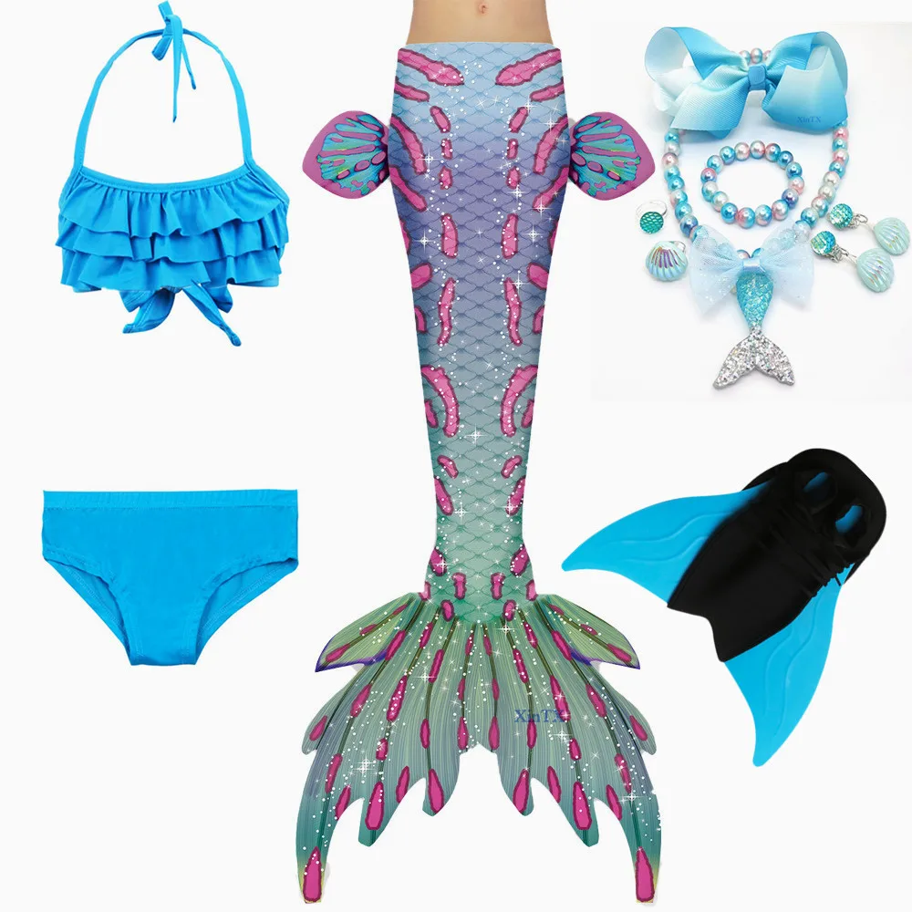 Meisjes Kleine Zeemeermin Staart Met Monofin Fin Badpak Bikini Zwemmen Badpak Strandkleding Voor Meisjes Jurk Kostuum