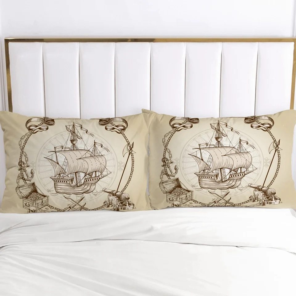 

2pc Pillow Case Pillowcase Decorative Pillow Cover 50x70 50x75 50x80 50x90 80x80 70x70cm Bedding Retro boat Drop Shipping