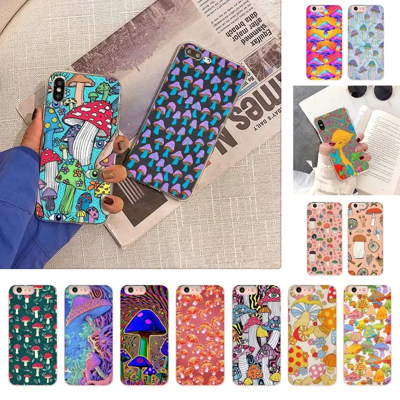 Rainbow Mushrooms Phone Case For iphone 13 X XS MAX 6 6s 7 7plus 8 8Plus 5 5S se 2020 XR 12 11 pro max Fundas Capa