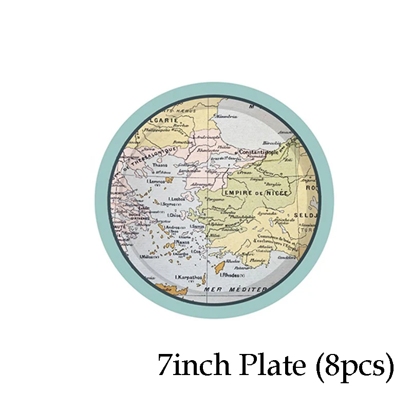 World Map Theme Disposable Tableware Travel Festival Paper Plate Straw Retirement Party Decoration Birthday Supplies
