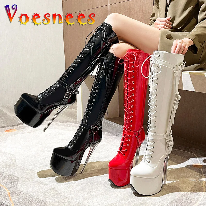 2022 New Detachable Long Tube Boots Decorative Buckle Band Zip Stiletto Women Shoes High Platform Models Catwalk Fashion Boots