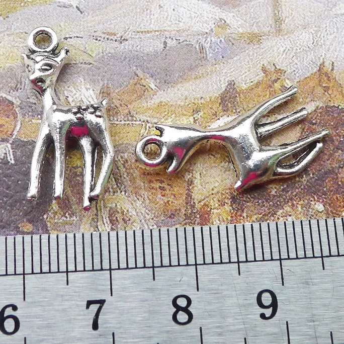 Fashion 20Pcs 11*22mm Antique Silver Color Cute Deer Charms Necklace Earrings Pendant For Women DIY Jewelry Making Wholesale