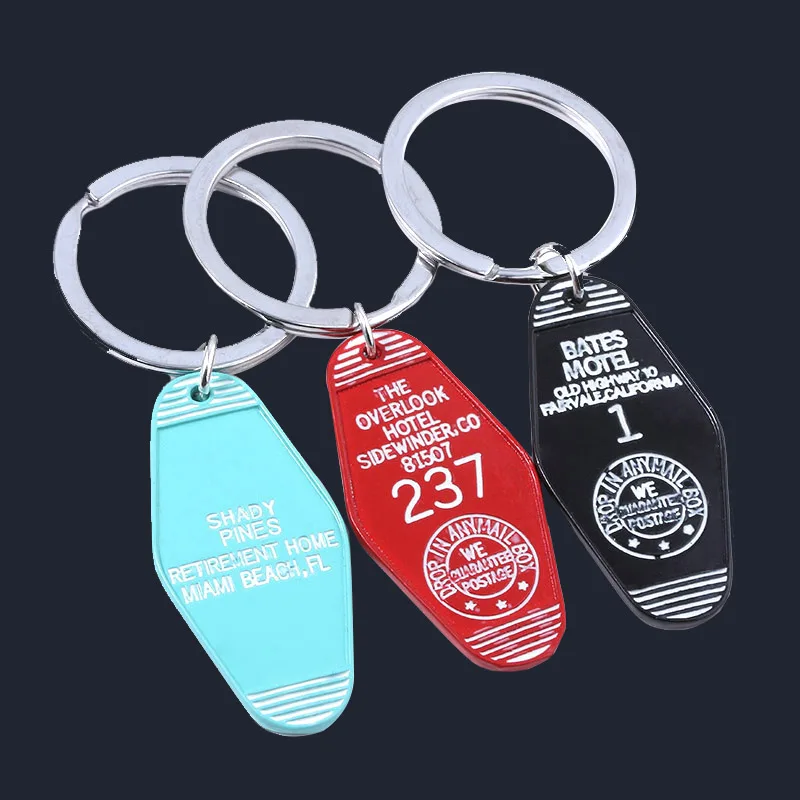 Classic TV Twin Peaks KeyChain The Overlook Hotel 237 Logo Hotel Room Motel Metal Key Chain Men Accessories Llavero Gift