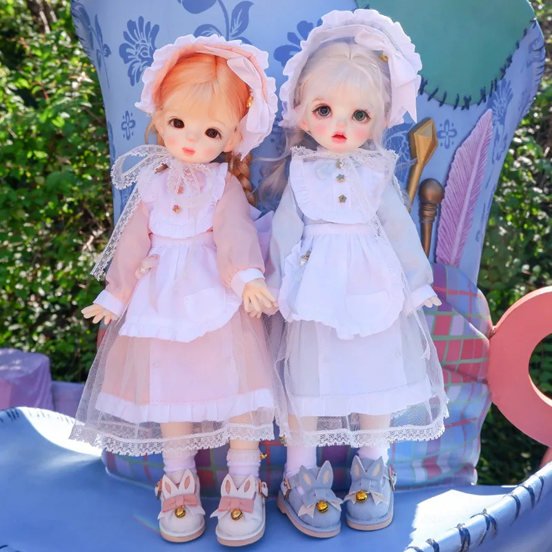 30cm SD BJD Joint Doll Clothes Headwear + Skirt + Apron + Socks Lolita Dress for Big 1/6, Yosd, 1/6bjd Doll Clothes or Shoes