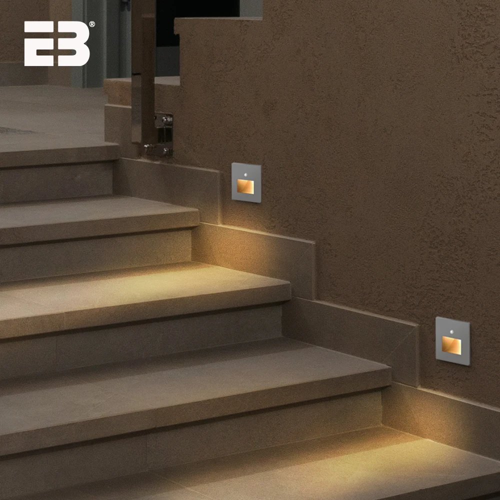 Led Recessed Wall Sconce Lamp PIR Sensor Stairs Light Step Lamp AC 90-265V 4 Color Corridor Motion Induction Wall Light