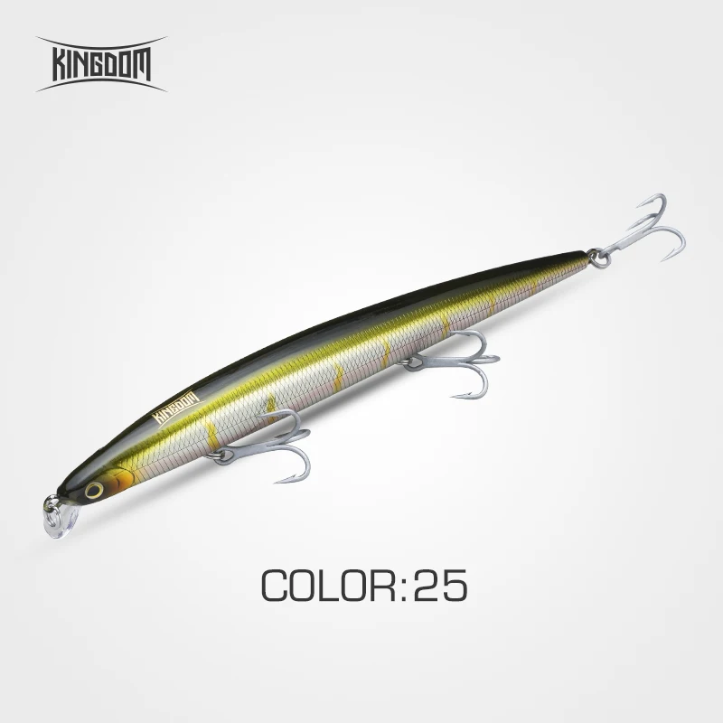 Kingdom Long Casting Angelköder 14,5 g 19 g 29 g schwimmender, langsam sinkender Minnow-Wobbler, künstlicher harter Köder, Jerkbaits, Seebarsch, Hecht