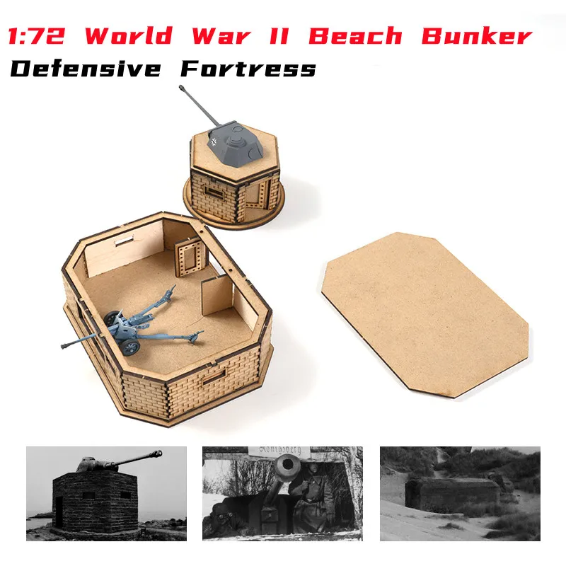 1/72 WW II European Panther Bunker Wooden Assembly Model Coastal Architectural Military Fortress Scene Handmade Decorations