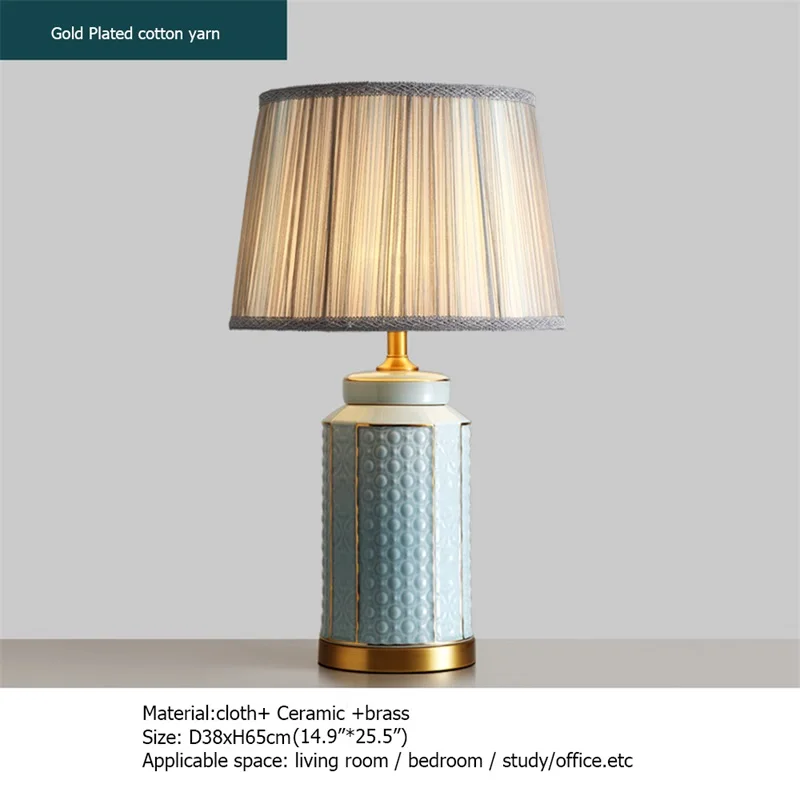 OURFENG Table Lamp Ceramic Contemporary Design Copper Desk Light Home LED Decorative For Living Room Office Bedroom