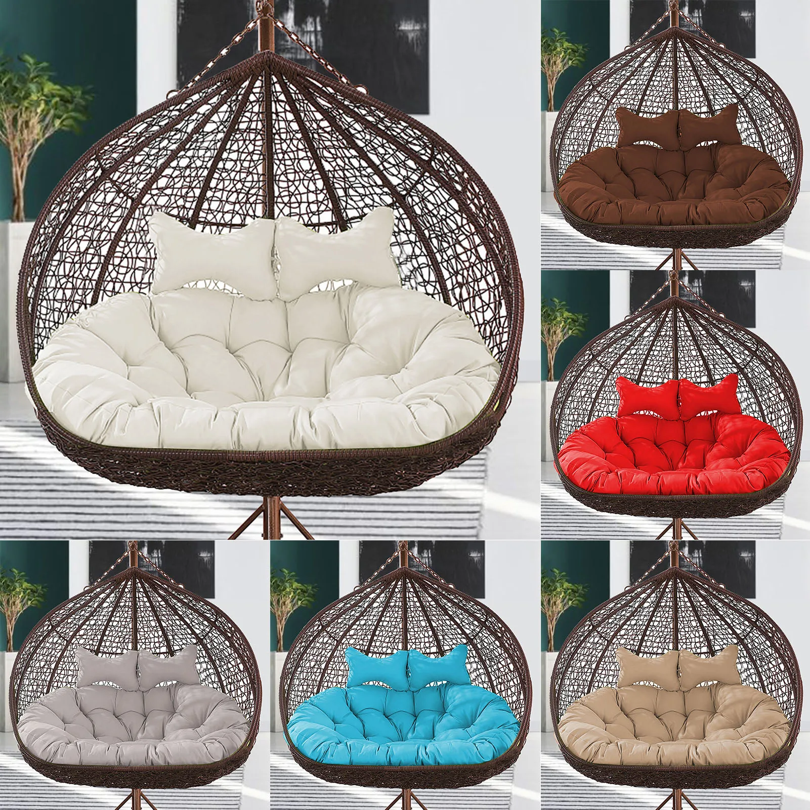 Hanging Basket Cushion Thickened Double Swing Sofa Cushion Household Hanging Chair Cushion Indoor Outdoor Cradle Chair Cushion