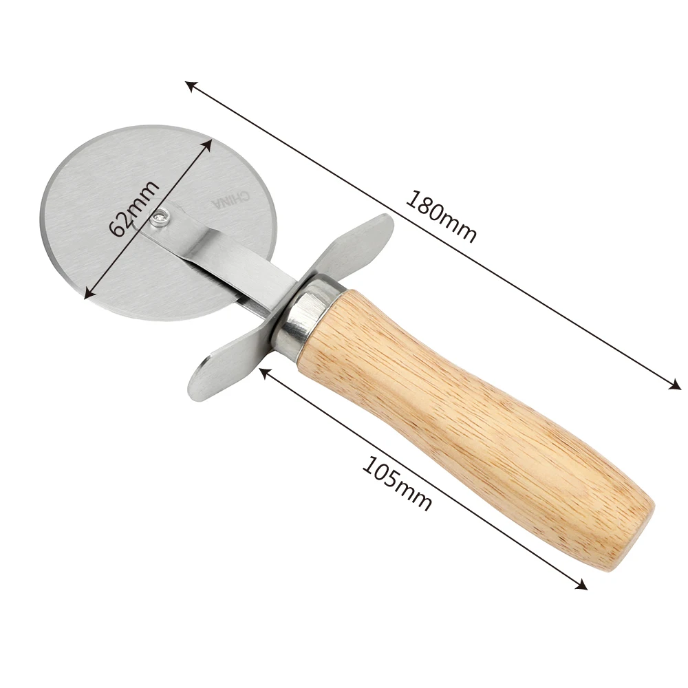 HILIFE Round Pizza Cutter Stainless Steel Pizza Knife With Wooden Handle Pastry Pasta Dough Baking Tool Home Kitchen Accessories