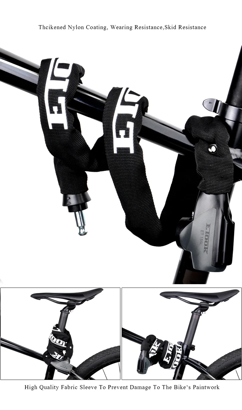 Etook Fahrrad Kettenschloss Mountain Road Bike Motorrad Anti-Diebstahl Kettenschloss Heavy Duty Tür Roller Schloss Fahrrad Zubehör – Detail 5