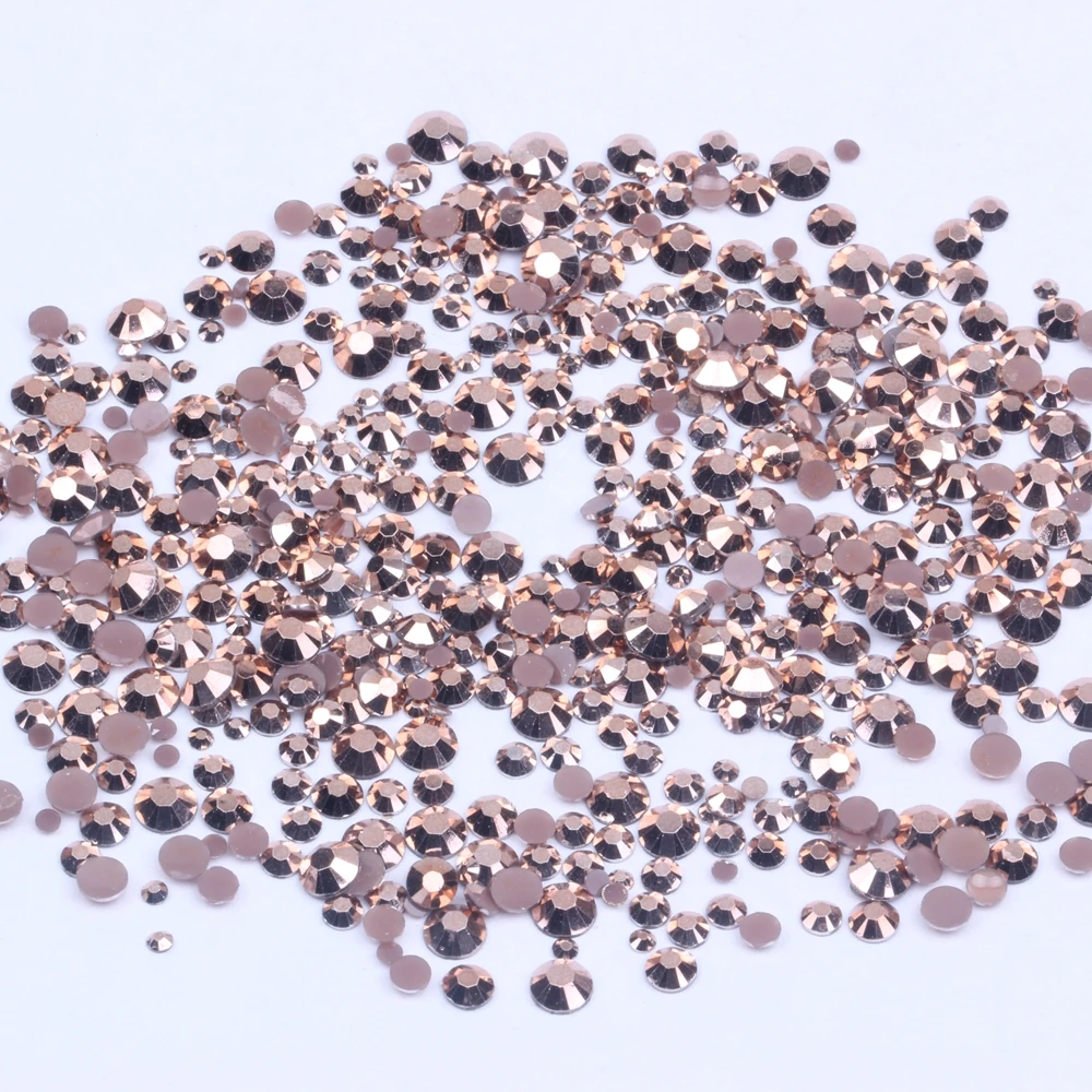 Resin Rhinestones 2-6mm Copper Color Flatback Round Glue On Non Hotfix Stones Appliques For Craft Garment Decoration DIY