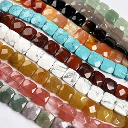 Natural Stone Square shape Faceted beads crystal Semifinished Loose beads For jewelry making DIY Necklace Bracelet Accessories